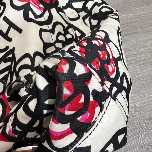 Coach Graffiti F16915 Kyra Poppy Black White & Red Sateen Messenger Bag - Picture 6 of 7